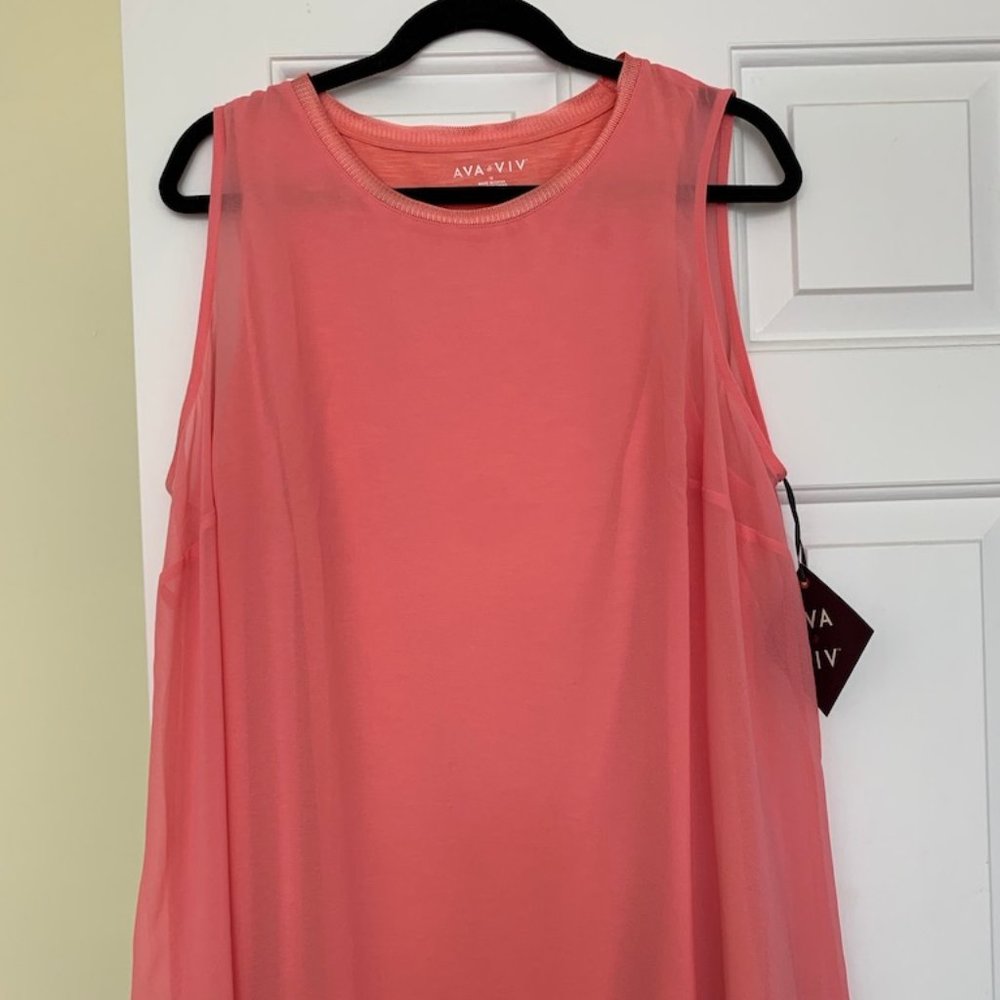 AVA & VIV coral sleeveless lined chiffon tank